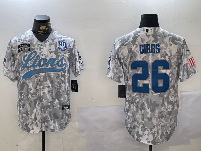 Men Detroit Lions #26 Gibbs Nike Arctic Camo 2024 Salute to Service Limited NFL Jersey style 4->detroit lions->NFL Jersey